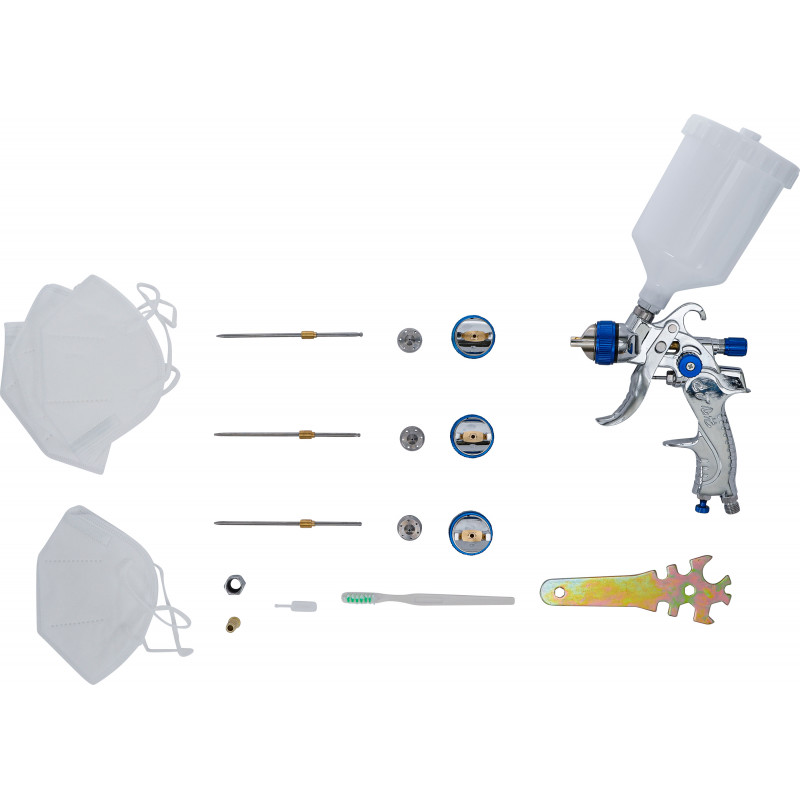 Pistolet à peinture pneumatique avec 3 buses de 1,4 - 1,7 - 2,0 mm